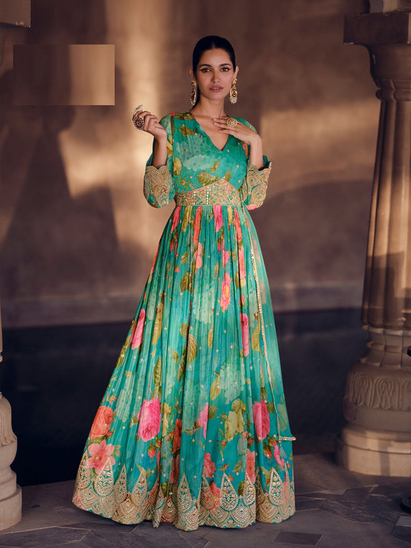 Sky Blue Georgette Anarkali Dress Acy8128